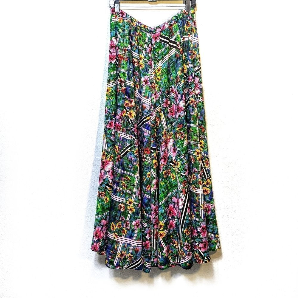 NWT CUPIO Floral Garden Full Swing Maxi Skirt L